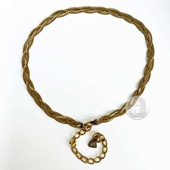 Vintage Belt Gold Chain Braid Mesh by Morris Moskowitz 80s - Picture 1 of 6